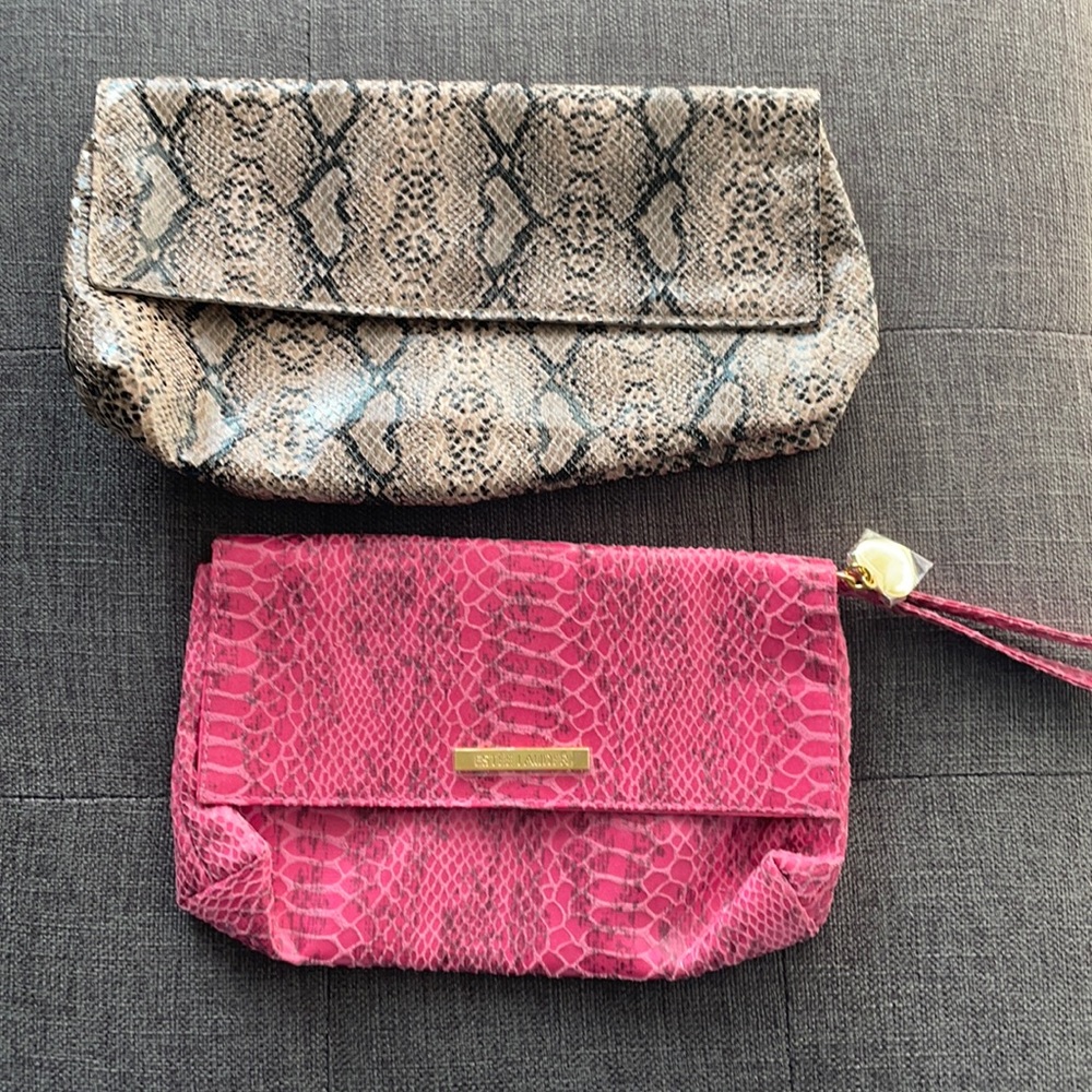 2 New Estée Lauder snakes skin pattern make up bag/clutch bags 💗